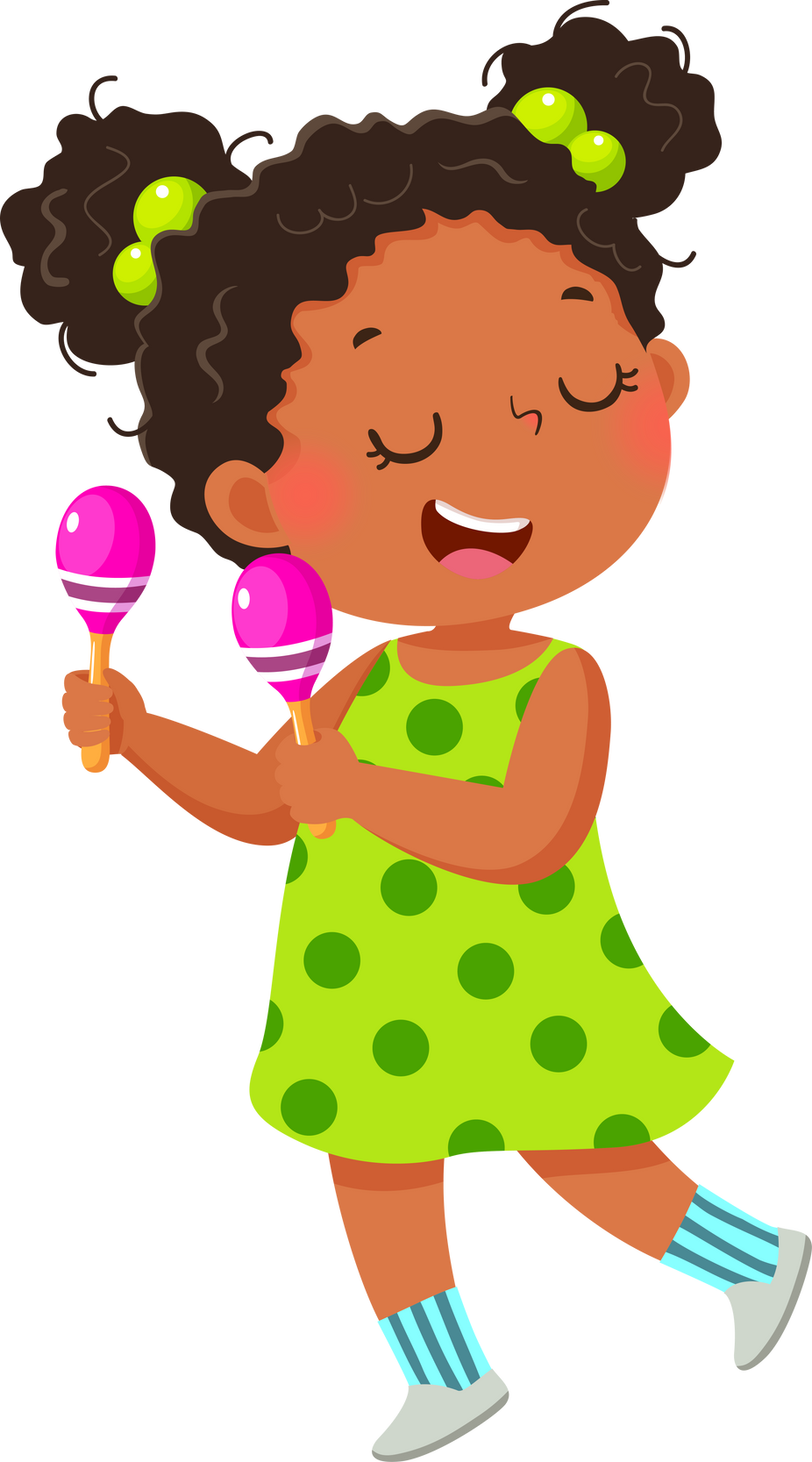 Cartoon Cute Little Girl Playing Maracas